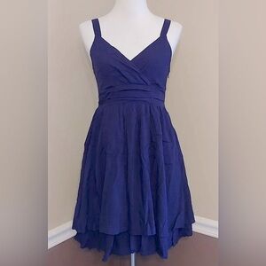 Navy Blue V-Neck Tiered Layered Skirt Modcloth Sundress by Ya Los Angeles